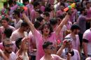 Iraqi youths take part in the "Festival of Colours" organised in Baghdad on April 10, 2015