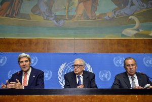 U.S. Secretary of State John Kerry, from left, UN Joint …