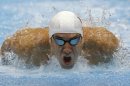 USA's Michael Phelps competes in a heat of the men's 400-meter individual medley at the 2012 Summer Olympics, Saturday, July 28, 2012, in London. (AP Photo/Michael Sohn)