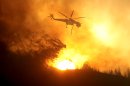 A helicopter makes a drop while battling the Beaver Creek Fire on Saturday, Aug. 17, 2013 north of Hailey, Idaho.(AP Photo/Times-News, Ashley Smith) Mandatory Credit