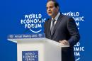 Egyptian President Abdel-Fattah el-Sissi speaks during the panel "Egypt in the World" at the World Economic Forum in Davos, Switzerland, Thursday, Jan. 22, 2015. The meeting runs from Jan. 21 through Jan. 24. (AP Photo/Michel Euler)