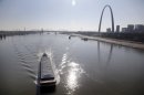 A barge powers its way up the Mississippi River Friday, Nov. 16, 2012, in St. Louis. A top Corps of Engineers official has ordered the release of water from an upper Mississippi River reservoir in an effort to avoid closure of the river at St. Louis to barge traffic due to low water levels caused by drought. (AP Photo/Jeff Roberson)
