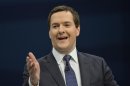 Britain's Chancellor of the Exchequer George Osborne delivers his keynote speech at the annual Conservative party conference in Manchester, northern England