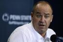 In this Aug. 8, 2013, photo, Penn State coach Bill O'Brien meets with reporters during the NCAA college football team's media day in State College, Pa. Two people familiar with the negotiations say O'Brien has reached an agreement to coach the Houston Texans. The people spoke to The Associated Press on the condition of anonymity because an official announcement hasn't been made. (AP Photo/Gene J. Puskar)