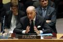 French Foreign Minister Fabius speaks to the U.N. Security Council after it voted unanimously in favor of a resolution eradicating Syria's chemical arsenal during a Security Council meeting at the 68th U.N. General Assembly in New York