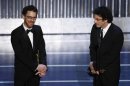Ethan and Joel Coen accept Oscar for best screenplay for "No Country for Old Men" during the 80th annual Academy Awards in Hollywood