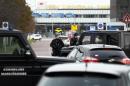 Dutch military police carry out controls at the entrance to Rotterdam Airport in Rotterdam on November 17, 2016, after receiving an anonymous tip-off about a possible terror threat