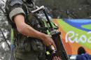 A Brasilian soldier stands guard near the Riocentro complex in Rio de Janeiro, on August 3, 2016, ahead of the Rio 2016 Olympic Games