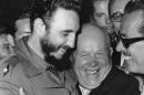 FILE - In a Sept. 20, 1960 file photo, Cuban leader Fidel Castro, left, and Soviet leader Nikita Khrushchev hug at the United Nations. On Sept. 26, 1960, Castro denounced the United States in the longest timed speech ever in the U.N. General Assembly, 4 hours and 29 minutes. In the rambling speech, Castro defended Cuba's links to the Soviet Union, expressed serious concern that America's "imperialist government" might attack Cuba, and called U.S. President John F. Kennedy "an illiterate and ignorant millionaire." (AP Photo/Marty Lederhandler, File)