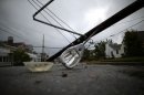Una farola rota por los vientos de Sandy en Avalon (Nueva Jersey)
