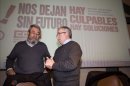 Los secretarios generales de CC.OO y UGT, Ignacio Fernández Toxo (d) y Cándido Méndez (i), ayer en una asamblea de delegados con motivo de los actos organizados ante la Huelga General convocada el 14 de noviembre. EFE
