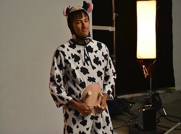 Seriously. Neymar Dressed as a Cow