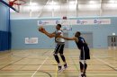 United States forward Anthony Davis, left, drives to the basket past Russell Westbrook during a men's team basketball practice at the 2012 Summer Olympics, Saturday, July 28, 2012, in London. (AP Photo/Jae C. Hong)