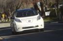 File photo of an autonomous drive Nissan Leaf driving during a media preview of autonomous Renault-Nissan Alliance vehicles in Sunnyvale