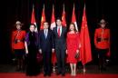 Canada's Prime Minister Justin Trudeau and his wife Sophie Gregoire Trudeau pose with Chinese Premier Li Keqiang and his wife Cheng Hong at the Canadian Museum of History in Gatineau