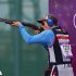 Czech Republic's Jakub Tomecek takes aim during the skeet men's qualification round at the Royal Artillery Barracks during the London 2012 Olympic Games