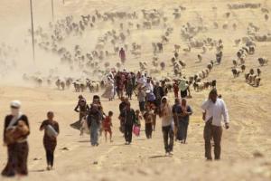 File photo of displaced people from minority Yazidi &hellip;