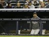 New York Yankees' Alex Rodriguez watches from the bench in the ninth inning of Game 1 of the American League championship series against the Detroit Tigers Saturday, Oct. 13, 2012, in New York. (AP Photo/Matt Slocum)
