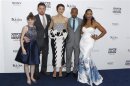 Cast members Joey King, Channing Tatum, Maggie Gyllenhaal, Jamie Foxx, and Garcelle Beauvais arrive for the premiere of the film "White House Down" in New York