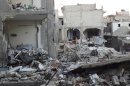 A general view shows buildings, damaged by what activists said was shelling by forces loyal to Syria's President Bashar al-Assad, in Homs