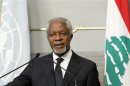 U.N.-Arab League special envoy Annan speaks during a news conference at the government palace in Beirut