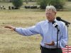 FILE - In this Aug. 23, 2012, file photo, Sen. James Inhofe, R-Okla., speaks  against the expansion of the Clean Water Act to authority over wet areas on private land in a pasture owned by Gary Johnson in Waukomis, Okla. While the looming fiscal cliff dominates political conversation in Washington, some Republicans and business groups see signs of a "regulatory cliff" they say could be just as damaging to the economy. President Barack Obama has spent the past year "punting" on a slew of job-killing regulations that will be unleashed in a second term, said Inhofe. (AP Photo/Sue Ogrocki, File)