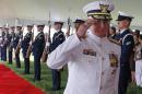 New Commandant of the U.S. Coast Guard Admiral Papp arrives for a Change of Command ceremony in Washington