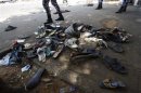 Shoes are seen along a street in Plateau district where a stampede occurred after a New Year's Eve fireworks display in Abidjan
