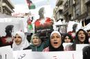 Jordanians rally in Amman in solidarity with the pilot murdered by the Islamic State group, on February 6, 2015