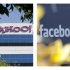 FILE - This combination of 2012 file photos shows the logos of Yahoo, left, and Facebook, outside their offices in Santa Clara, Calif. and Menlo Park, Calif. The two companies have agreed to settle a patent dispute on Friday, July 6, 2012, averting a potentially bitter battle over the technology running two of the Internet's most popular destinations. (AP Photo/Paul Sakuma)