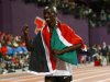 Kenya's Ezekiel Kemboi celebrates after winning gold in the men's 3000m steeplechase final during the London 2012 Olympic Games at the Olympic Stadium