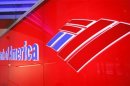 A Bank of America logo can be seen in a bank branch in New York