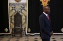 Guinea-Bissau's President Jose Mario Vaz arrives to speak with journalists after a meeting with his Portuguese counterpart Anibal Cavaco Silva at Belem presidential palace in Lisbon
