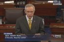 U.S. Senate Majority Leader Reid addresses the Senate during an unusual session on Capitol Hill in Washington