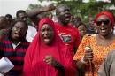 People demand for the release of 200 secondary school girls abducted in the remote village of Chibok, during a protest at Unity Park in Abuja