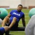 Buffalo Bills defensive end Merriman works out during team's first voluntary off-season conditioning session in Orchard Park