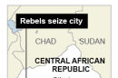 Map locates the Central African Republic and city of Sibut