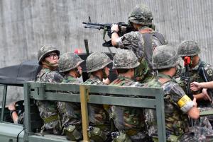 South Korean soldiers during an anti-terror drill as …