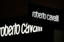 A company logo is pictured outside a Roberto Cavalli store in Vienna