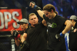 Alexis Davis reacts to her win vs. Liz Carmouche (not pictured) in a women's bantamweight bout. (USA TODAY Sports)