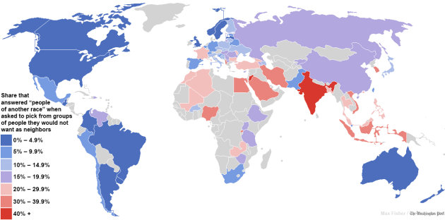 World racial tolerance map, …