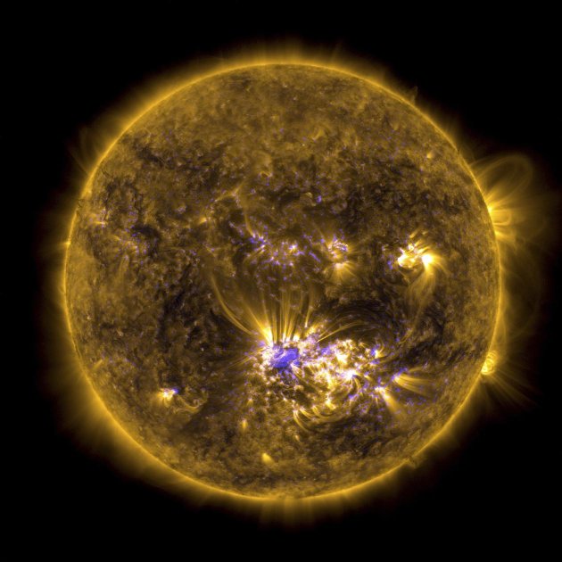 The sun is pictured in this NASA handout satellite image taken shortly before it released an X-class flare.