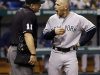 New York Yankees manager Joe Girardi, right, argues with home plate umpire Tony Randazzo after being ejected during the fourth inning of a baseball game against the Tampa Bay Rays, Tuesday, Sept. 4, 2012, in St. Petersburg, Fla. Girardi was arguing a strike call on Chris Dickerson. (AP Photo/Chris O'Meara)