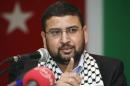Sami Abu-Zuhri, a spokesman for the Islamist Palestinian movement Hamas, addresses a news conference in Istanbul