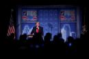 Republican U.S. presidential nominee Donald Trump speaks to the Detroit Economic Club at the Cobo Center in Detroit, Michigan