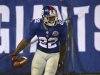 New York Giants' David Wilson reacts after he scored a touchdown against New Orleans Saints during their NFL game in East Rutherford
