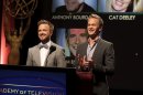 Actors Aaron Paul, left, and Neil Patrick Harris announce nominations at the 65th Primetime Emmy Nominations Announcements at the Leonard H. Goldenson Theatre at the Academy of Television Arts & Sciences, Thursday, July 18, 2013, in North Hollywood, Calif. (Photo by Todd Williamson/Invision/AP)