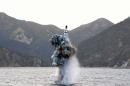 A submarine ballistic missile is launched at an undisclosed location in North Korea on April 23, 2016