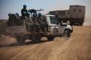 A handout picture taken on February 10, 2014 shows UNAMID troops traveling from El Fasher to Shangil Tobaya