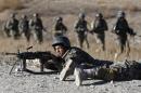 ANA soldiers take part in a training exercise at a military base in Kabul